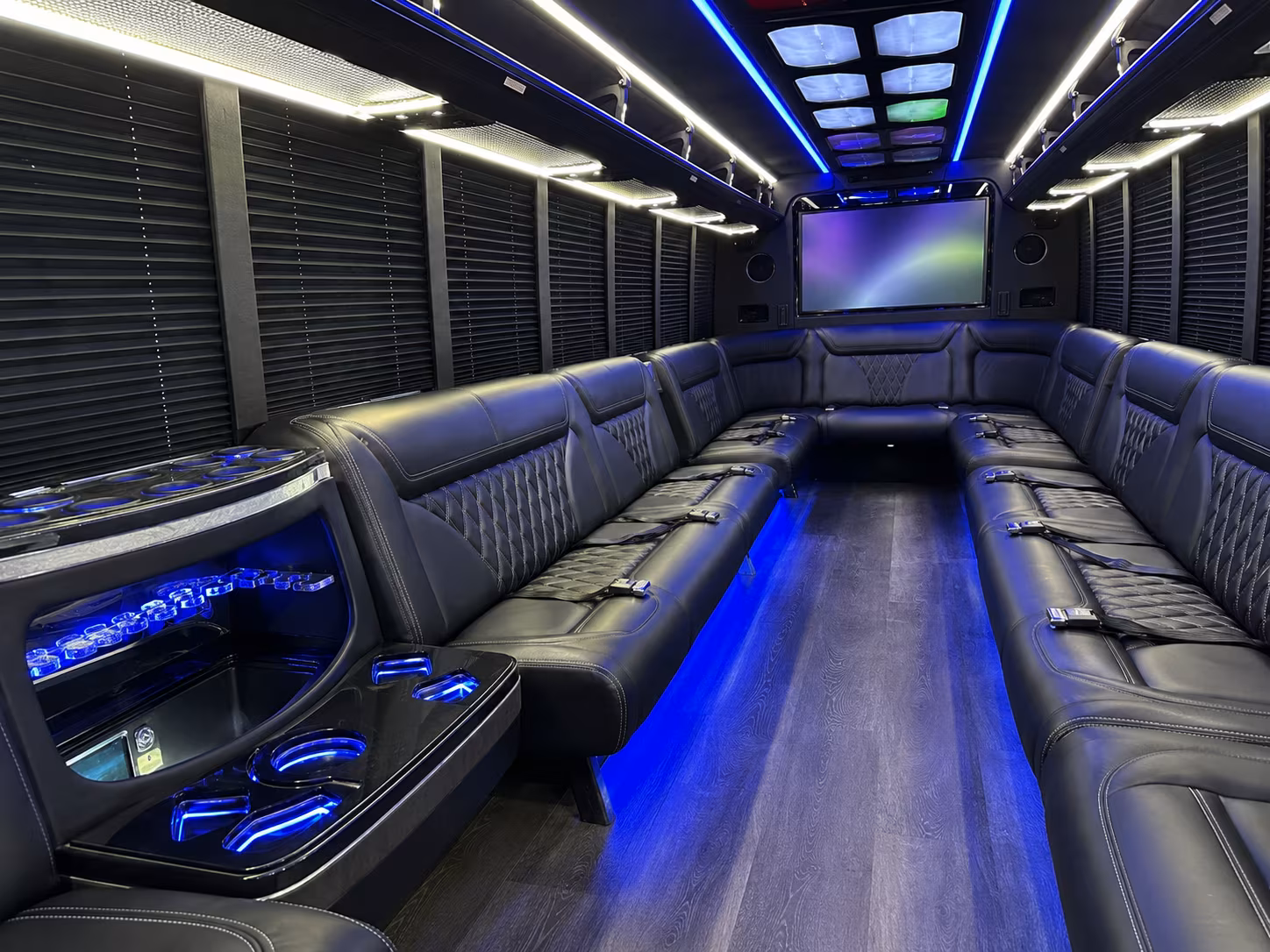 olathe 20 passenger party bus inside